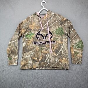 Realtree Hoodie Womens Medium Green Camouflage Pullover Hunting Outdoor